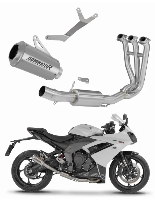 Ligne d'échappement complète inox Dominator GPS pour Triumph Daytona 660 2024-2026, vue 1