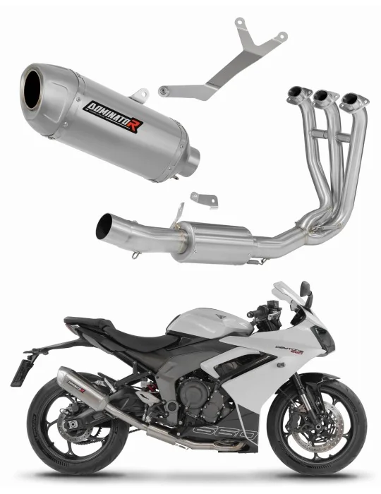 Ligne d'échappement complète inox Dominator S6 pour Triumph Daytona 660 2024-2026, vue 1