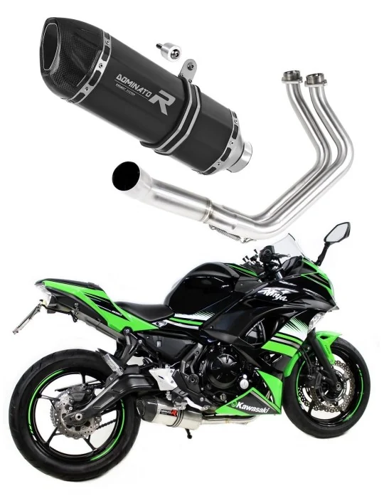 Ligne d'échappement complète inox Dominator HP1 Noir pour Kawasaki Ninja 650 2017-2022, vue 1