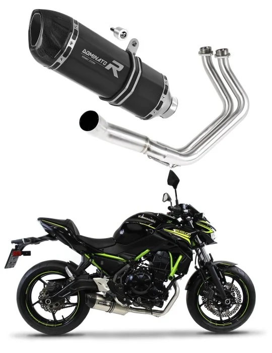 Ligne d'échappement complète inox Dominator HP1 Noir pour Kawasaki Z650 2017-2023, vue 1