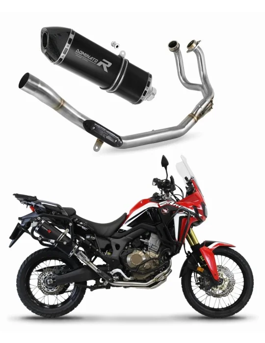 Ligne d'échappement complète inox Dominator HP7 Noir pour Honda CRF 1000L Africa Twin 2016-2019, vue 1