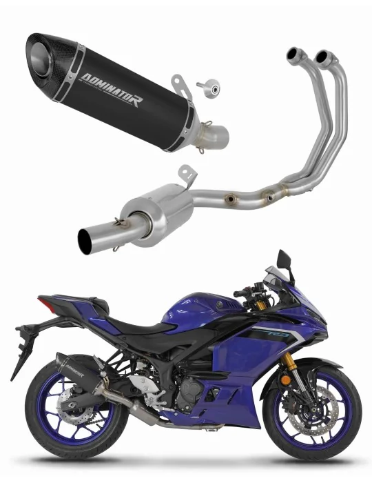Ligne d'échappement complète inox Dominator HP8 Noir EX pour Yamaha YZF-R3 2025-2026, vue 1