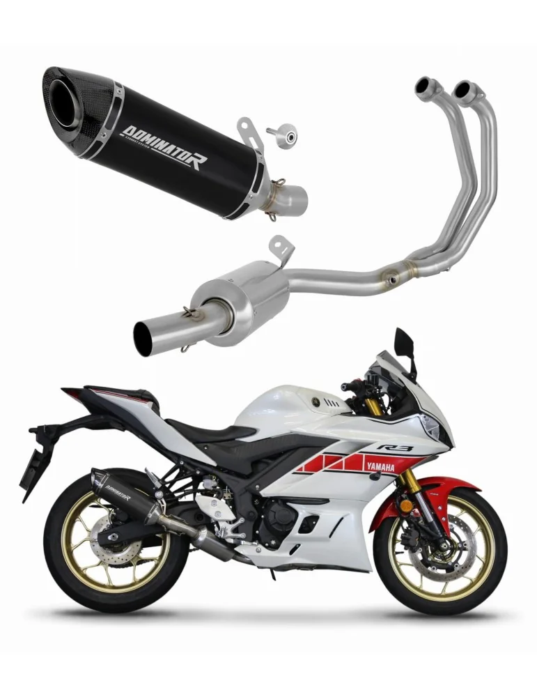 Ligne d'échappement complète inox Dominator HP8 Noir pour Yamaha YZF-R3 (2019-2024) - réf. YA147DEXFBL