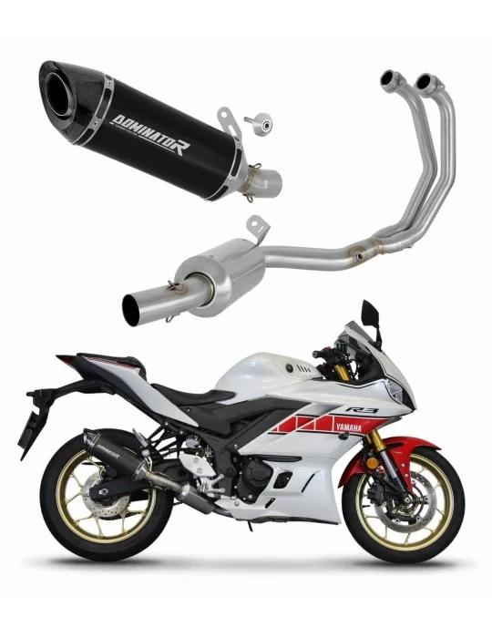 Ligne d'échappement complète inox Dominator HP8 Noir pour Yamaha YZF-R3 2019-2024, vue 1