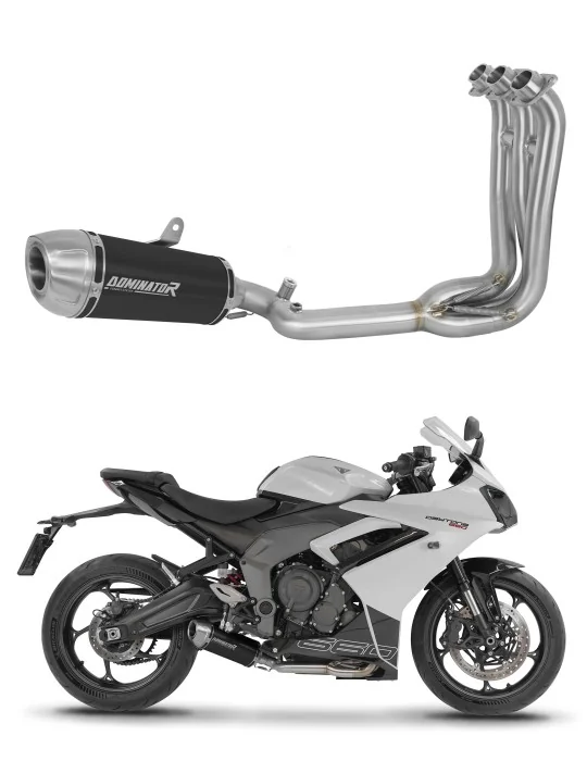Ligne d'échappement complète inox Dominator S3 Noir pour Triumph Daytona 660 2024-2026, vue 1