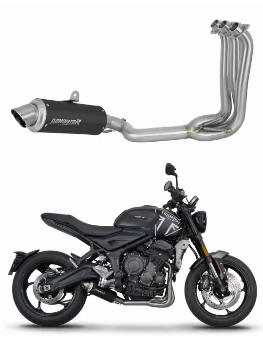 Ligne d'échappement complète inox Dominator GPF Noir pour Triumph Trident 660 2021-2024, vue 1