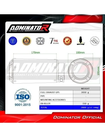 Ligne d'échappement complète inox Dominator GPS pour Suzuki GSX-8S / 8R (2022-2024)