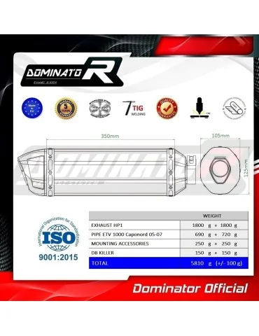Silencieux slip-on Dominator HP1 pour Aprilia ETV 1000 Caponord (2005-2007)