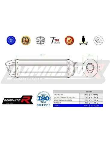 Silencieux slip-on Dominator HP1 pour Triumph Speed Triple 1050 (2005-2010)