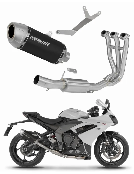 Ligne d'échappement complète inox Dominator S6 Noir pour Triumph Daytona 660 2024-2026, vue 1