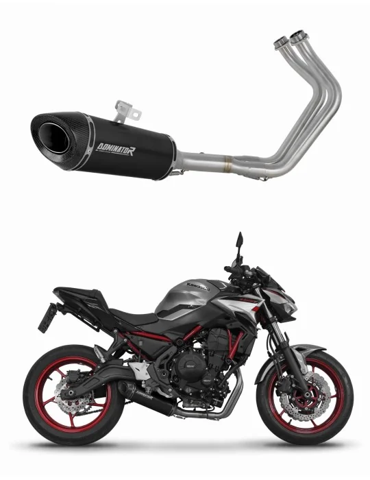 Ligne d'échappement complète inox Dominator HP8 Noir pour Kawasaki Ninja 650 2023-2026, vue 1