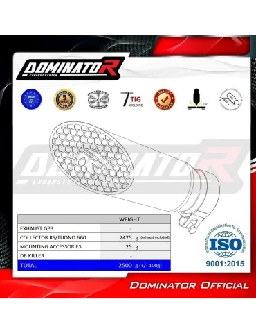 Ligne d'échappement complète inox Dominator GP3 pour Aprilia Tuono 660 (2021-2024)