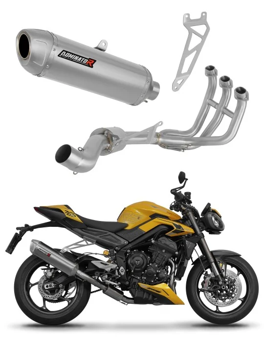 Ligne d'échappement complète inox Dominator S6 pour Triumph Street Triple 765 S / R / RS 2023-2024, vue 1