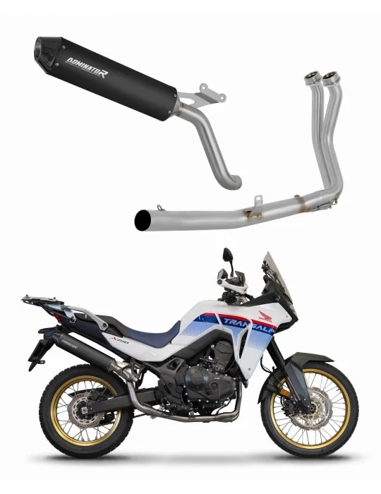 Ligne d'échappement complète inox Dominator MX2 Noir pour Honda XL 750 Transalp 2023, vue 1