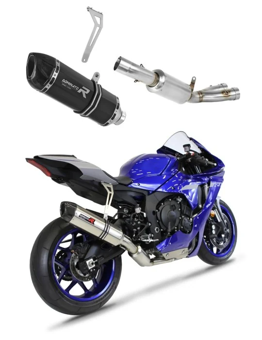 Ligne d'échappement complète inox Dominator HP1 Noir pour Yamaha YZF R1 1000 RN65 Race 2020-2024, vue 1