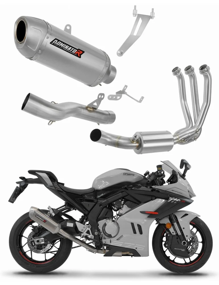 Ligne d'échappement complète inox Dominator S6 pour CF Moto 675 SR-R (2024-2026)