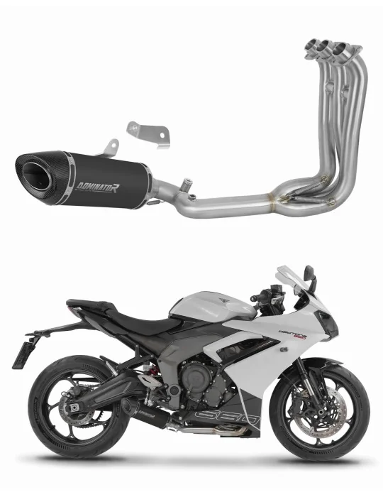 Ligne d'échappement complète inox Dominator HP8 Noir pour Triumph Daytona 660 2024-2026, vue 1