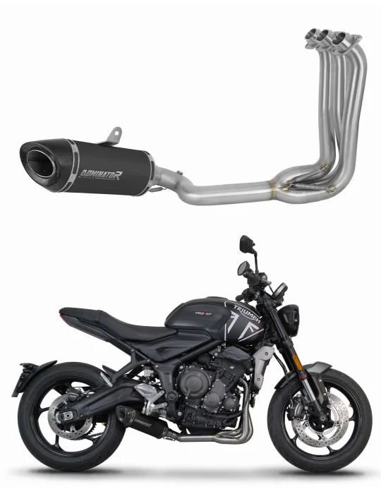 Ligne d'échappement complète inox Dominator HP8 Noir pour Triumph Trident 660 2021-2024, vue 1