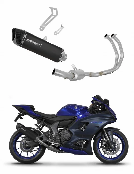 Ligne d'échappement complète inox Dominator HP6 Noir pour Yamaha YZF R7 Race 2021-2024, vue 1