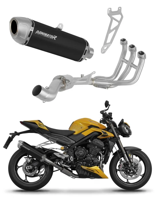 Ligne d'échappement complète inox Dominator S6 Noir pour Triumph Street Triple 765 RS 2024-2025, vue 1