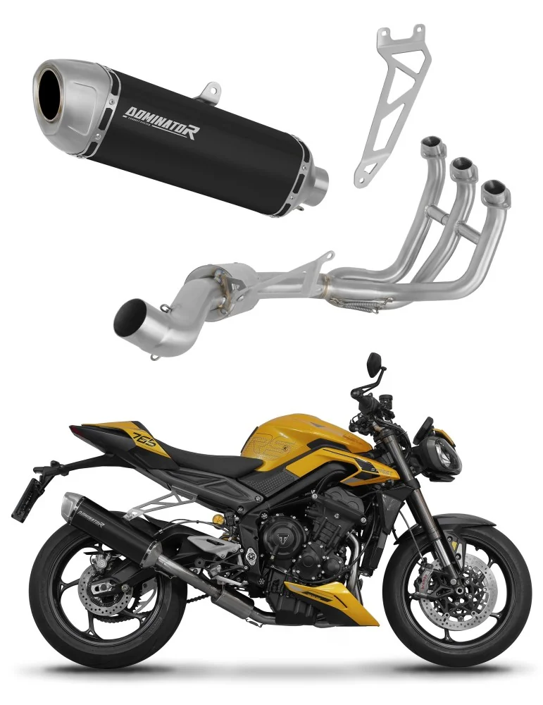 Ligne d'échappement complète inox Dominator S6 Noir pour Triumph Street Triple 765 S / R / RS (2023-2024)