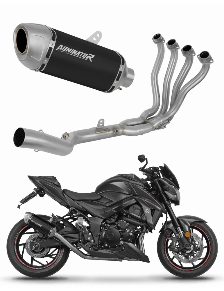 Ligne d'échappement complète inox Dominator S6 Noir pour Suzuki GSX-S 750 (2017-2020)