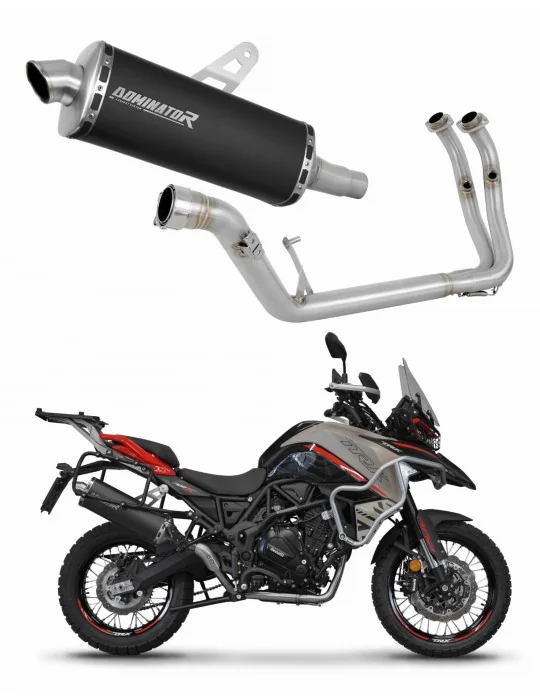 Ligne d'échappement complète inox Dominator P7 Noir pour Benelli TRK 702 / TRK 702X 2023-2024, vue 1