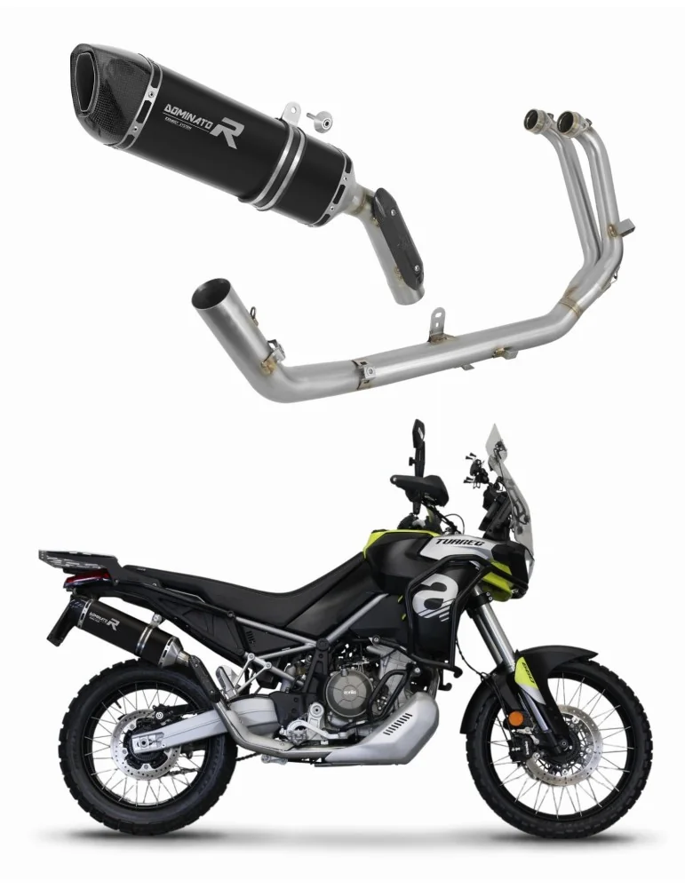 Ligne d'échappement complète inox Dominator HP6 Noir pour Aprilia Tuareg 660 (2021-2023)