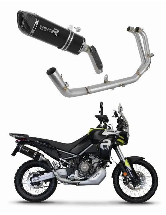Ligne d'échappement complète inox Dominator HP6 Noir pour Aprilia Tuareg 660 2021-2023, vue 1