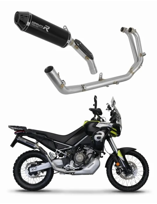 Ligne d'échappement complète inox Dominator HP3 Noir pour Aprilia Tuareg 660 2021-2023, vue 1