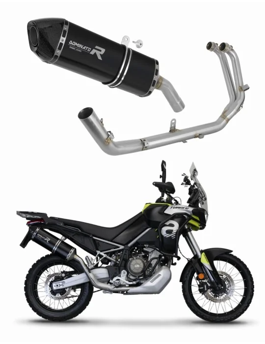 Ligne d'échappement complète inox Dominator HP7 Noir pour Aprilia Tuareg 660 2021-2023, vue 1
