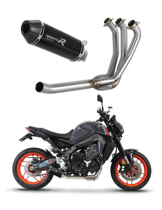 Ligne d'échappement complète inox Dominator HP3 Noir pour Yamaha MT 09 Low Level 2021-2023, vue 1