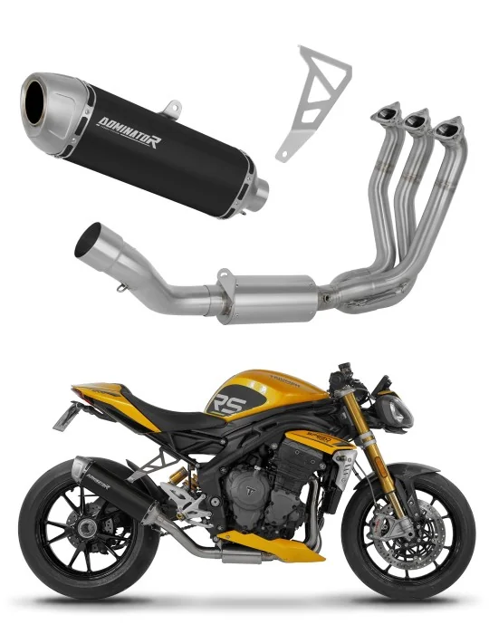 Ligne d'échappement complète inox Dominator S6 Noir pour Triumph Speed Triple 1200 RS / RR 2021-2024, vue 1