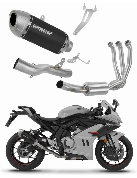 Ligne d'échappement complète inox Dominator S6 Noir pour CF Moto 675 SR-R 2024-2026, vue 1