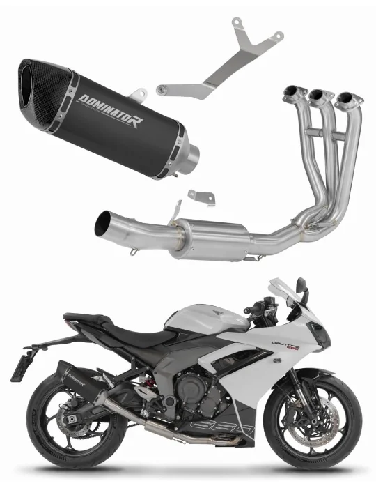 Ligne d'échappement complète inox Dominator HP6 Noir pour Triumph Daytona 660 2024-2026, vue 1