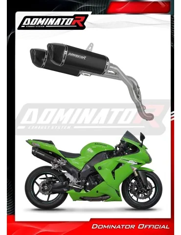 Silencieux slip-on Dominator HP6 Noir pour Kawasaki ZX10R (2006-2007) - réf. KA089DFBL