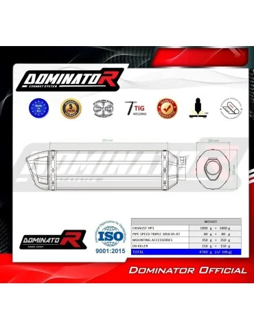 Silencieux slip-on Dominator HP1 Noir pour Triumph Speed Triple 1050 (2005-2010)