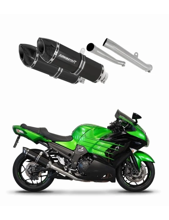 Silencieux slip-on Dominator HP5 Noir pour Kawasaki ZZR 1400 2012-2023, vue 1