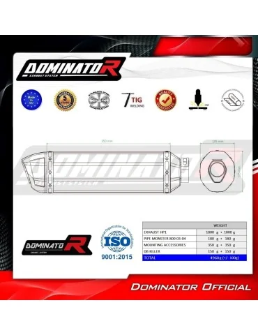 Silencieux slip-on Dominator HP1 Noir pour Ducati Monster 800 (1996-2005)