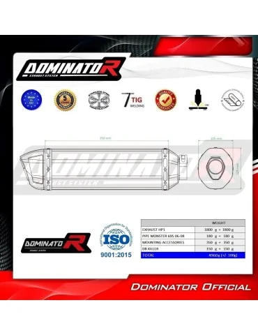Silencieux slip-on Dominator HP1 Noir pour Ducati Monster 695 (2006-2008)
