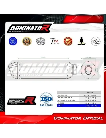 Silencieux slip-on Dominator HP1 Noir pour Ducati 750 Sport (2000-2002)