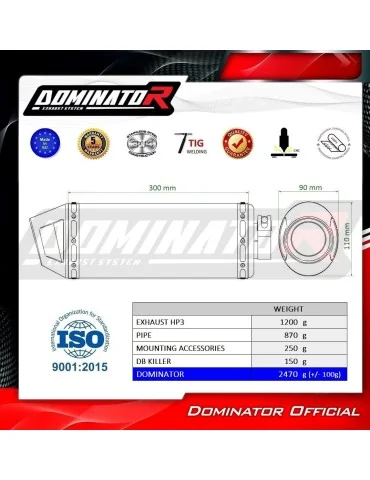 Silencieux slip-on Dominator HP3 Noir pour Ducati Streetfighter V4 (2019-2023)