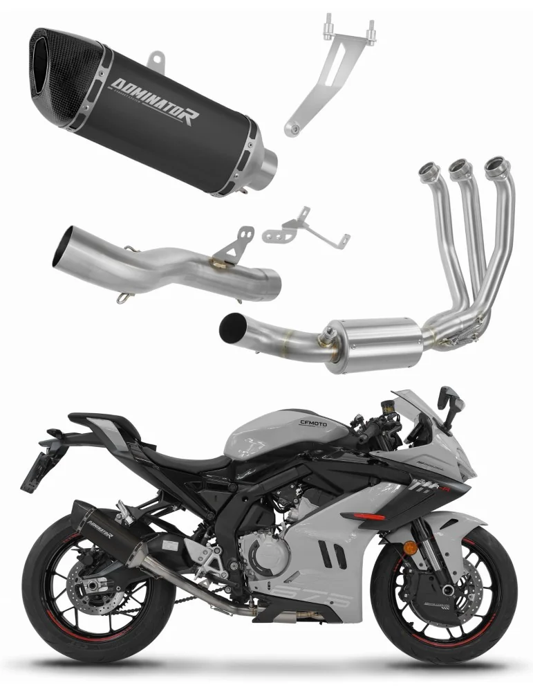 Ligne d'échappement complète inox Dominator HP6 Noir pour CF Moto 675 SR-R (2024-2026)