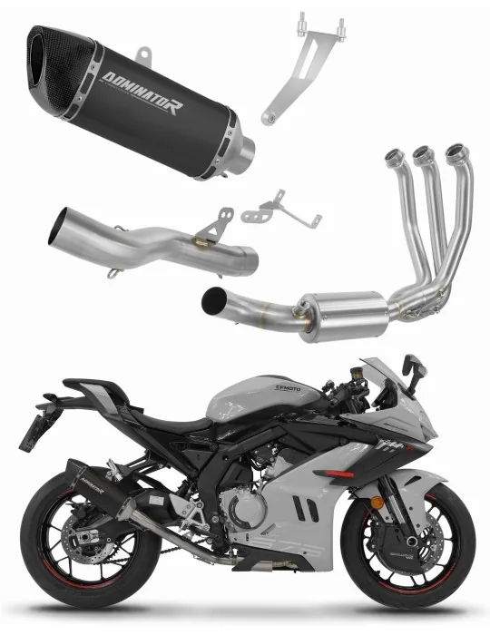 Ligne d'échappement complète inox Dominator HP6 Noir pour CF Moto 675 SR-R 2024-2026, vue 1