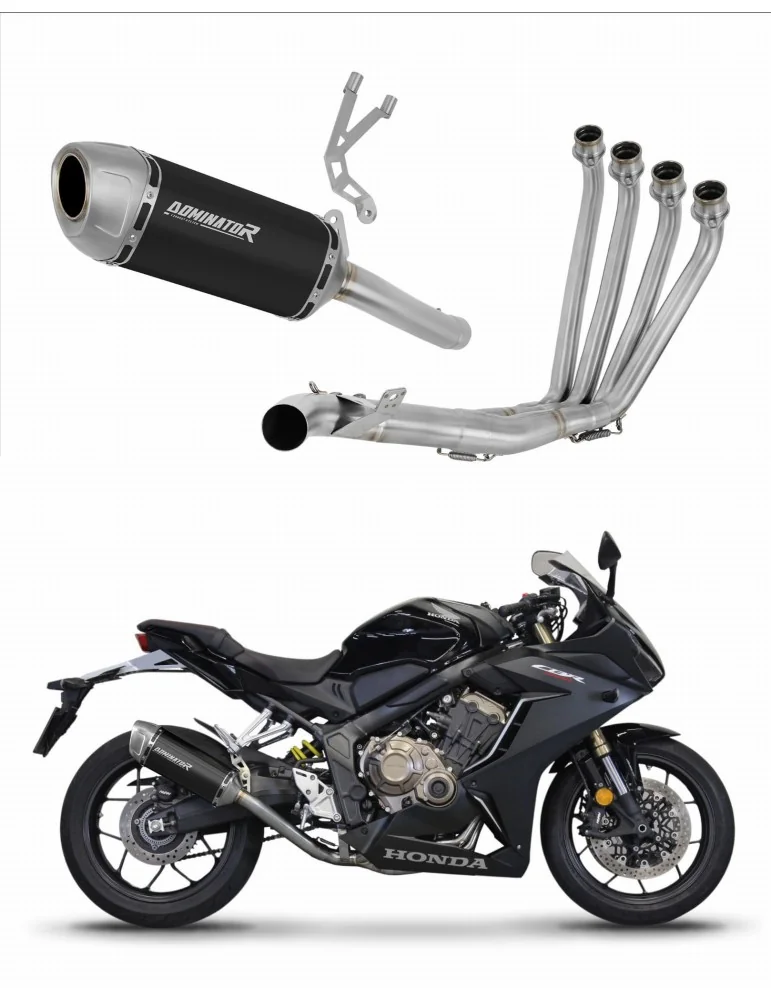 Ligne d'échappement complète inox Dominator S6 Noir pour Honda CB 650 R (2019-2023)
