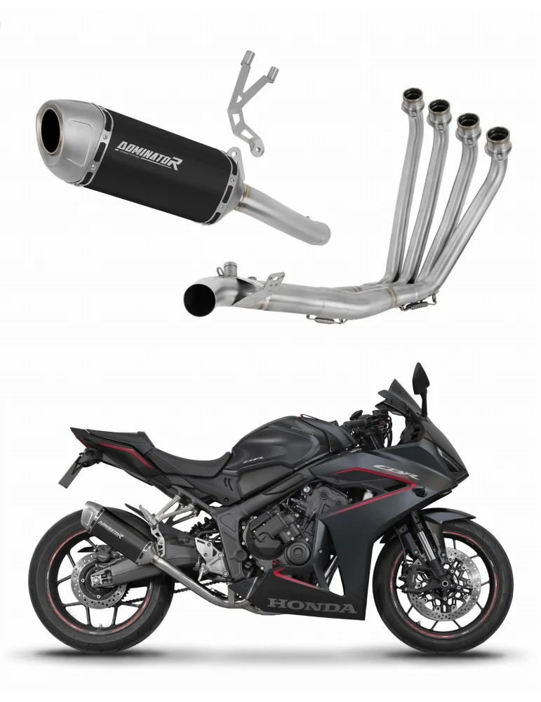 Ligne d'échappement complète inox Dominator S6 Noir pour Honda CBR 650 R / E-Clutch (2024-2025)