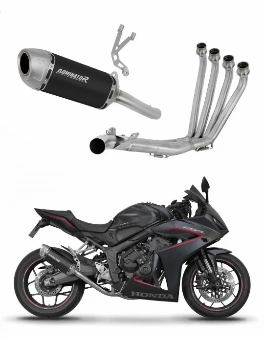 Ligne d'échappement complète inox Dominator S6 Noir pour Honda CBR 650 R / E-Clutch 2024-2025, vue 1