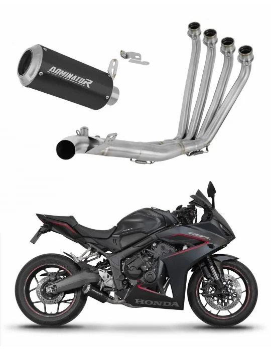 Ligne d'échappement complète inox Dominator GP Noir pour Honda CB 650 R / E-Clutch 2024-2025, vue 1