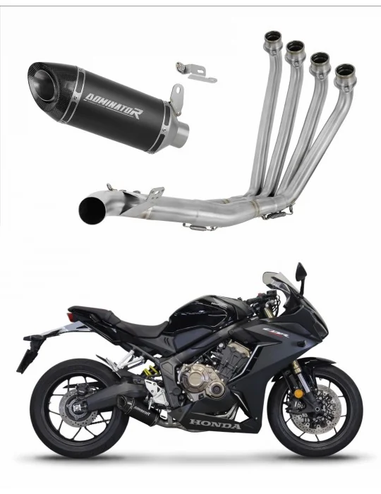 Ligne d'échappement complète inox Dominator HP8 Noir pour Honda CB 650 R 2019-2023, vue 1