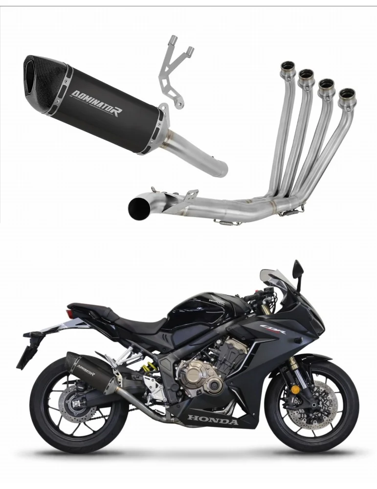 Ligne d'échappement complète inox Dominator HP6 Noir pour Honda CB 650 R (2019-2023)